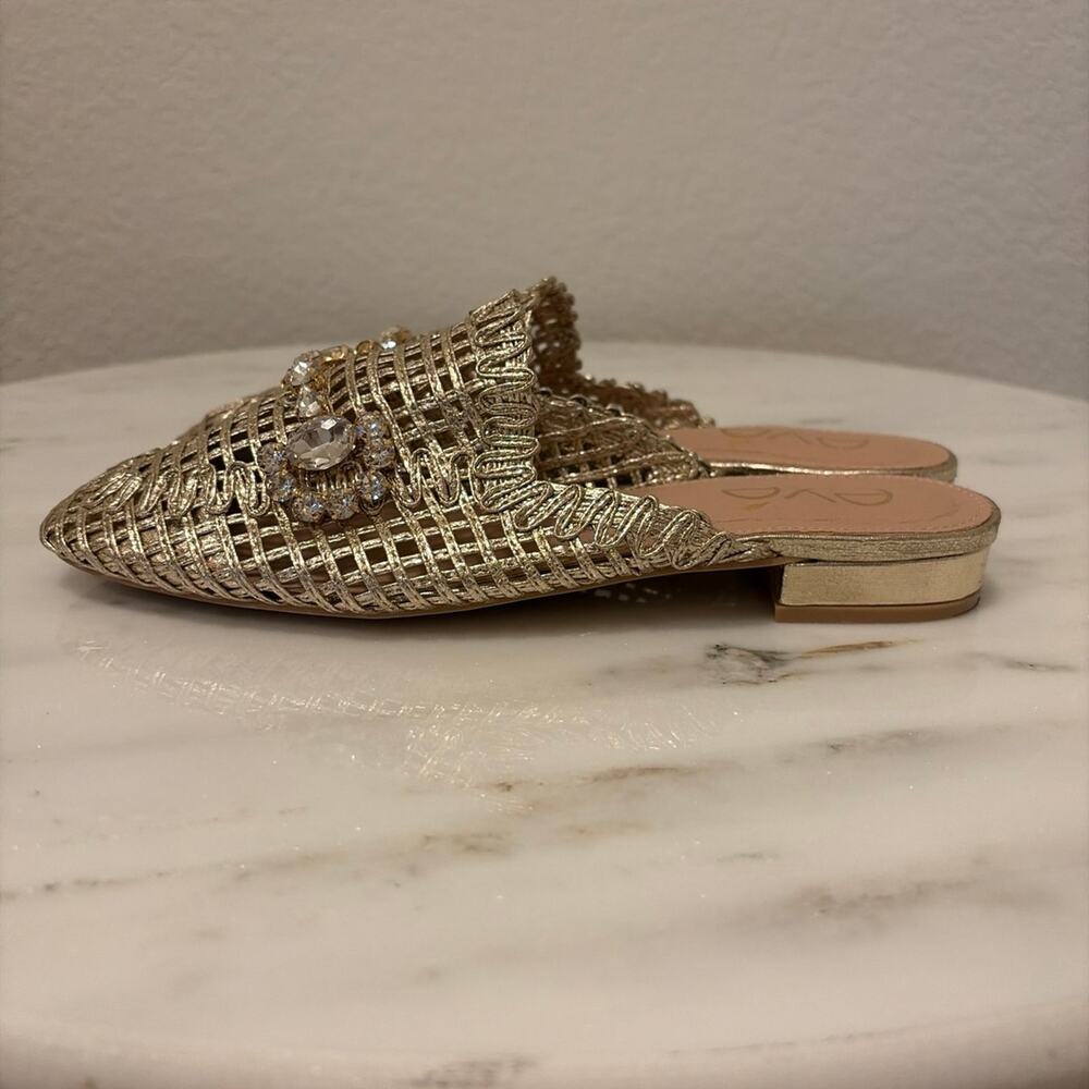 EXE Gold Metallic Bedazzled Slides